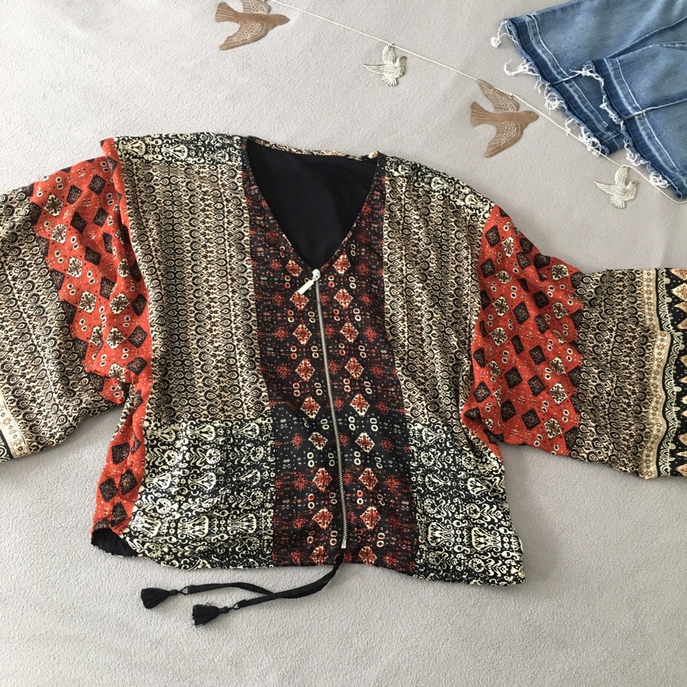 Kimono Dolman Sleeve Zip Front Jacket - Picture 8 of 8